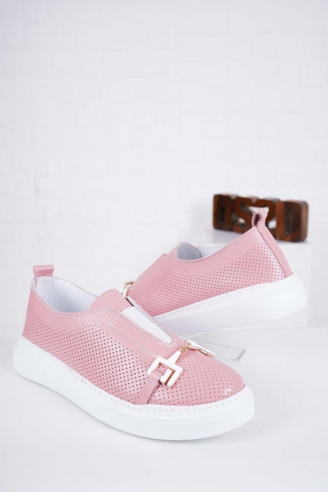 Hakiki Deri Gül Kurusu Kadın Sneaker Ayakkabı 241218105