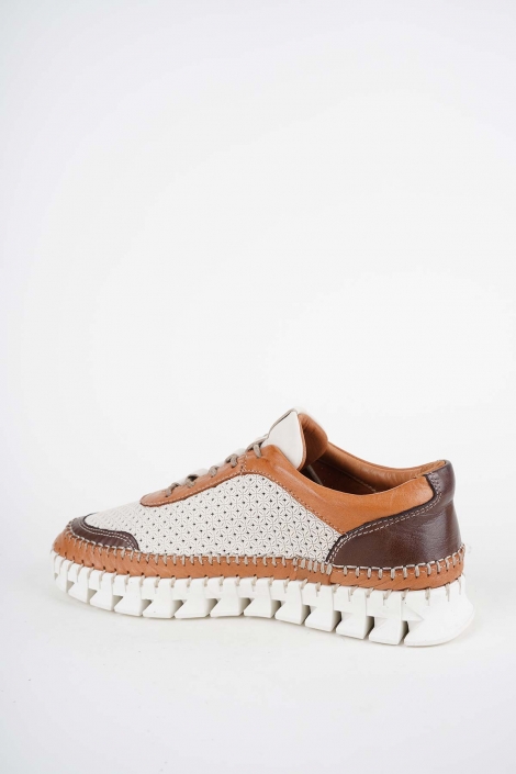 Hakiki Deri Taba-Kahve-Bej Kadın Comfort Ayakkabı 251220121