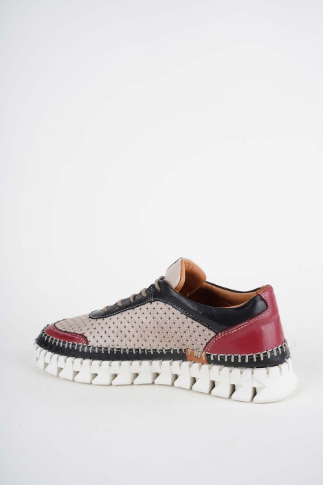 Hakiki Deri Siyah-Bordo-Açık Vizon Kadın Comfort Ayakkabı 251220121