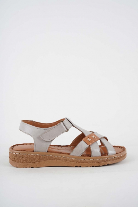 Hakiki Deri Açık Vizon-Taba Kadın Comfort Sandalet 251220503