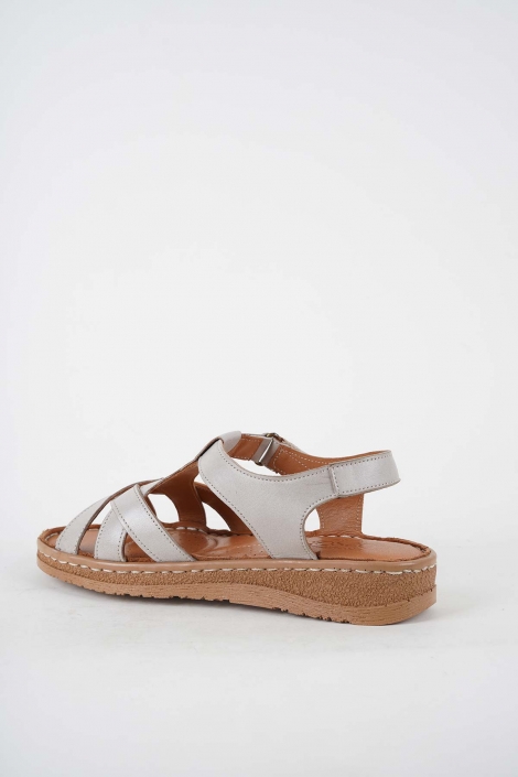 Hakiki Deri Açık Vizon-Taba Kadın Comfort Sandalet 251220503