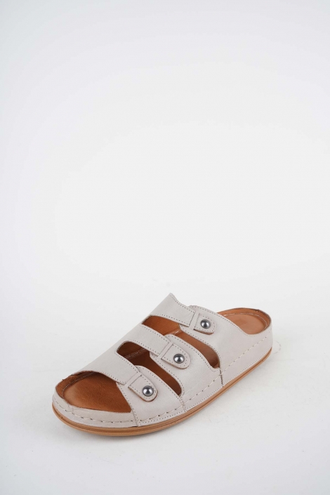 Hakiki Deri Açık Vizon Kadın Comfort Terlik 261220601