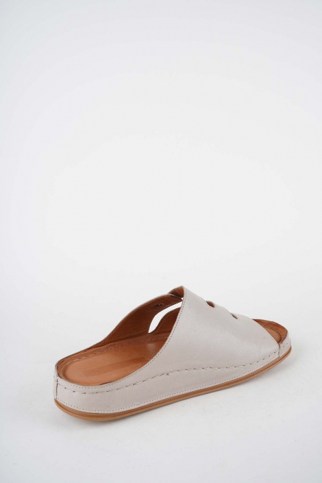 Hakiki Deri Açık Vizon Kadın Comfort Terlik 261220601