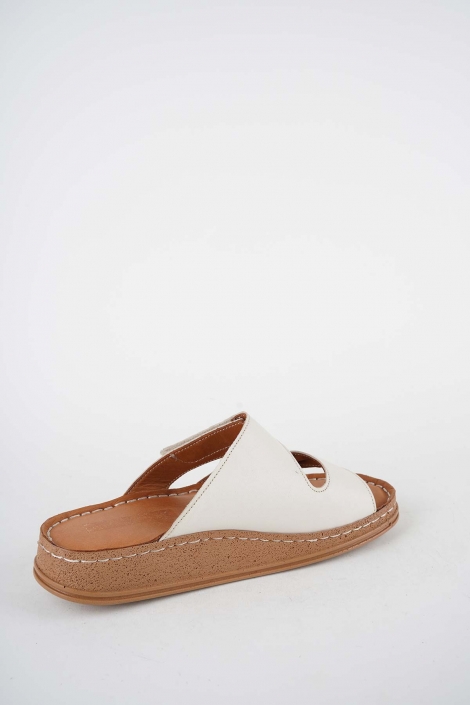 Hakiki Deri Bej Kadın Comfort Terlik 261220602