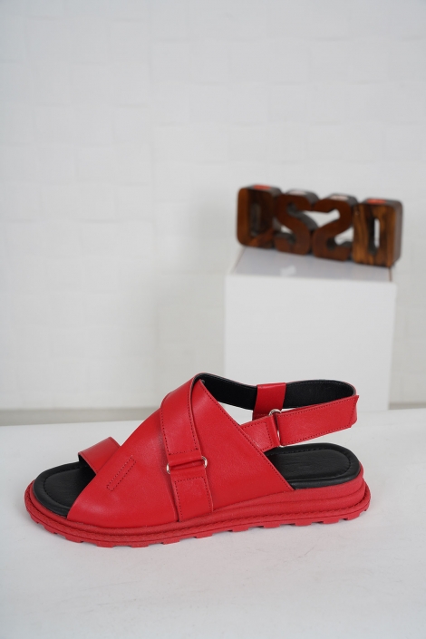 Hakiki Deri Kırmızı Kadın Casual Sandalet 231221506