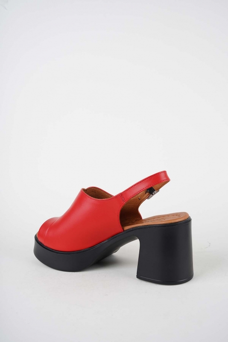 Hakiki Deri Kırmızı Kadın Topuklu Sandalet 251229501