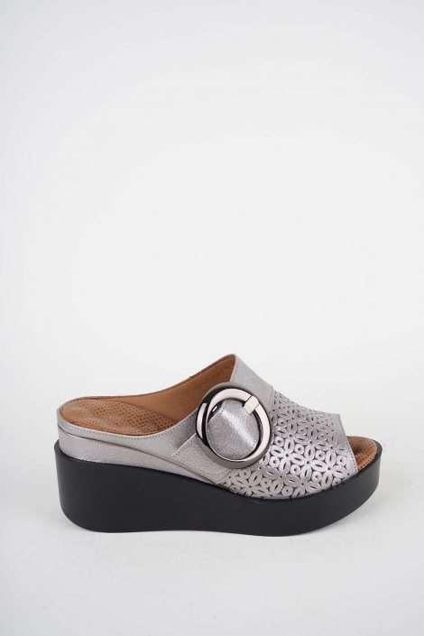 Hakiki Deri Vizon Saten Kadın Dolgu Topuk Terlik 251229603