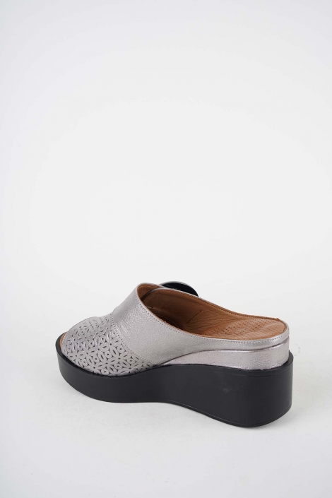 Hakiki Deri Vizon Saten Kadın Dolgu Topuk Terlik 251229603