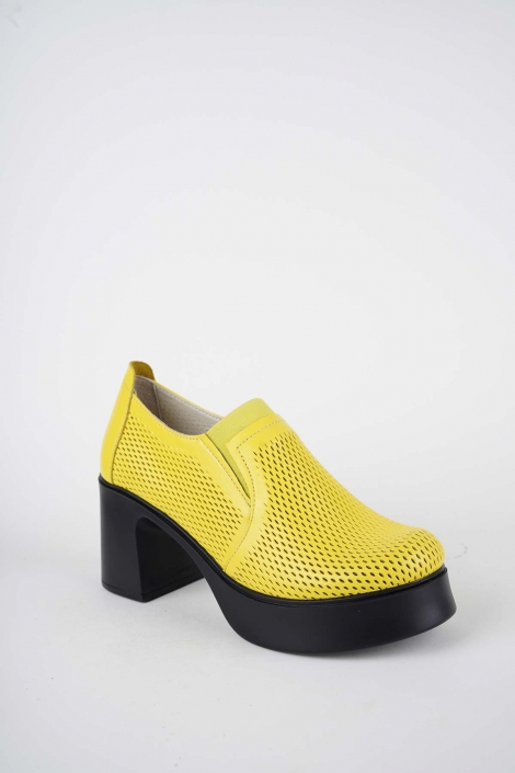 Hakiki Deri Sarı Kadın Topuklu Ayakkabı 261229101