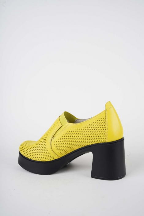 Hakiki Deri Sarı Kadın Topuklu Ayakkabı 261229101