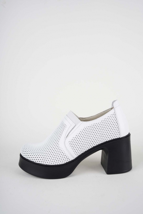 Hakiki Deri Beyaz Kadın Topuklu Ayakkabı 261229101