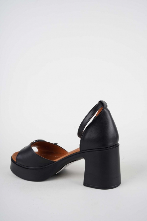 Hakiki Deri Siyah Kadın Topuklu Sandalet 261229501