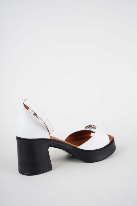 Hakiki Deri Beyaz Kadın Topuklu Sandalet 261229501