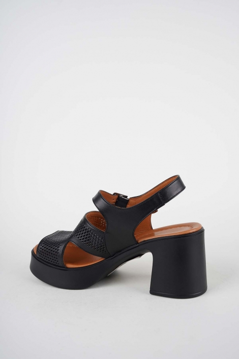 Hakiki Deri Siyah Kadın Topuklu Sandalet 261229502