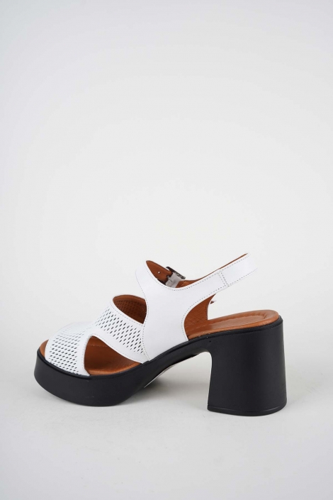 Hakiki Deri Beyaz Kadın Topuklu Sandalet 261229502
