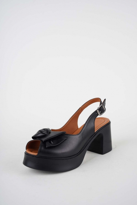 Hakiki Deri Siyah Kadın Topuklu Sandalet 261229503