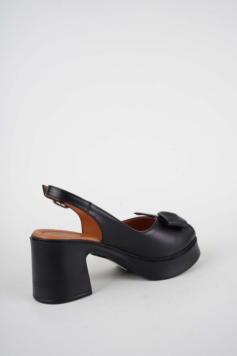 Hakiki Deri Siyah Kadın Topuklu Sandalet 261229503