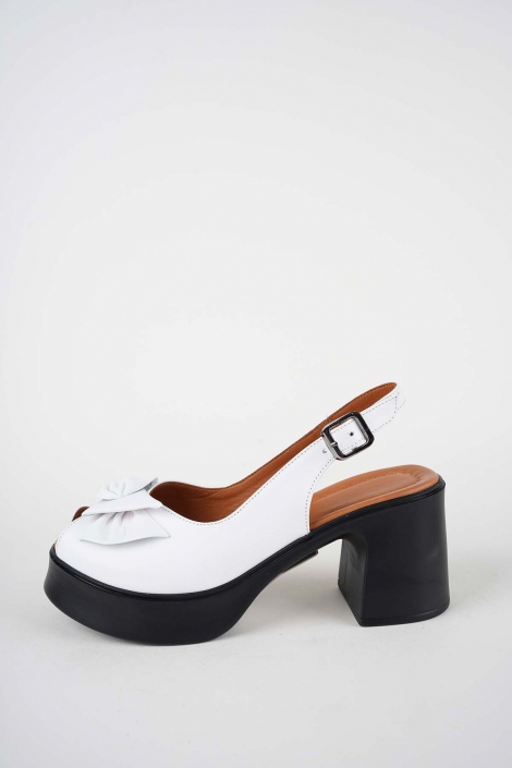 Hakiki Deri Beyaz Kadın Topuklu Sandalet 261229503