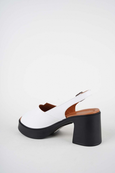 Hakiki Deri Beyaz Kadın Topuklu Sandalet 261229504