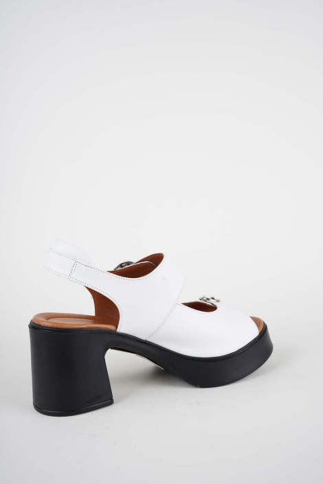 Hakiki Deri Beyaz Kadın Topuklu Sandalet 261229506