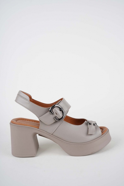 Hakiki Deri Vizon Kadın Topuklu Sandalet 261229506