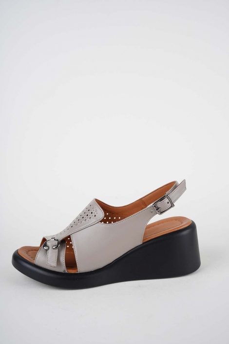 Hakiki Deri Vizon Kadın Dolgu Topuklu Sandalet 261229507