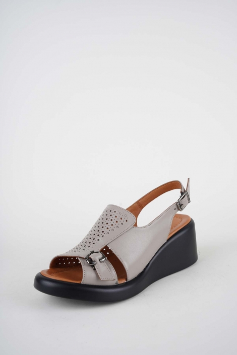 Hakiki Deri Vizon Kadın Dolgu Topuklu Sandalet 261229507