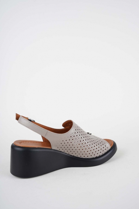 Hakiki Deri Vizon Kadın Dolgu Topuklu Sandalet 261229507