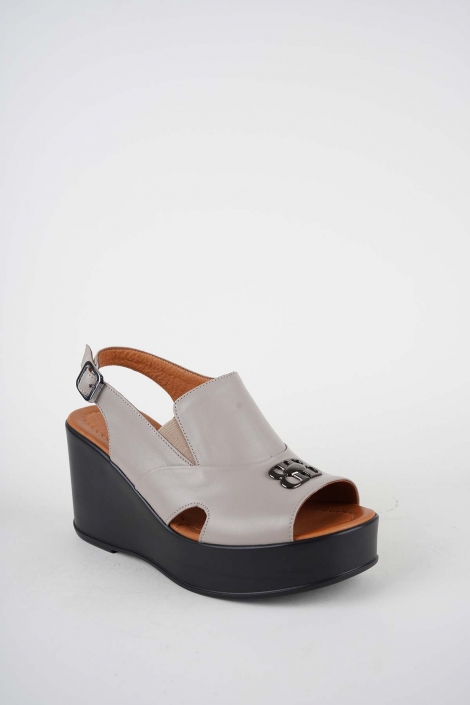 Hakiki Deri Vizon Kadın Dolgu Topuklu Sandalet 261229512