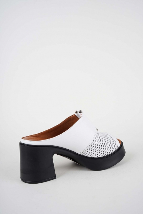 Hakiki Deri Beyaz Kadın Topuklu Sandalet 261229601