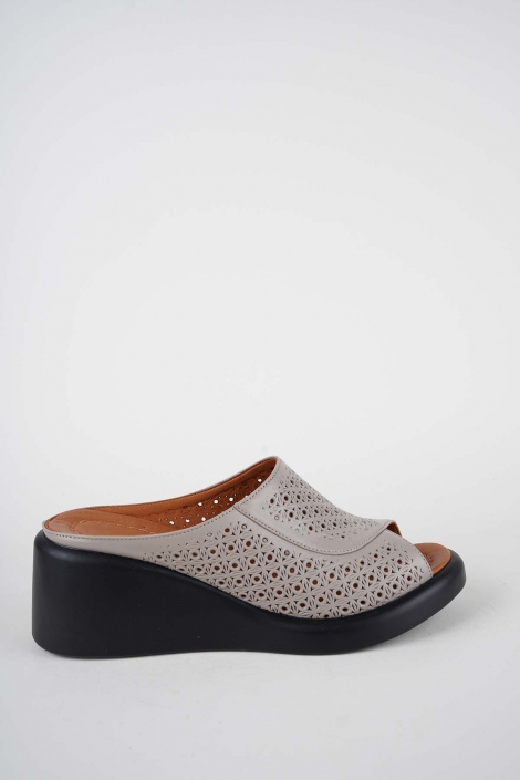 Hakiki Deri Vizon Kadın Dolgu Topuklu Terlik 261229602