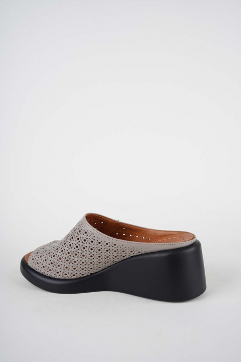 Hakiki Deri Vizon Kadın Dolgu Topuklu Terlik 261229602