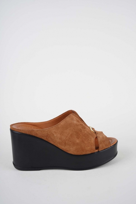 Hakiki Deri Taba Süet Kadın Dolgu Topuklu Terlik 261229605