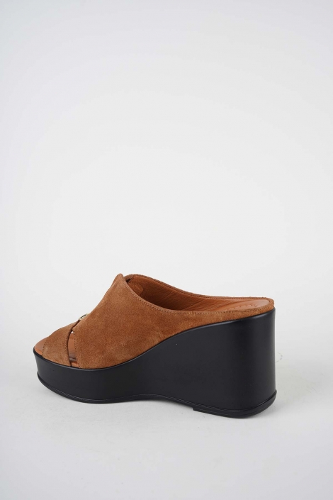 Hakiki Deri Taba Süet Kadın Dolgu Topuklu Terlik 261229605