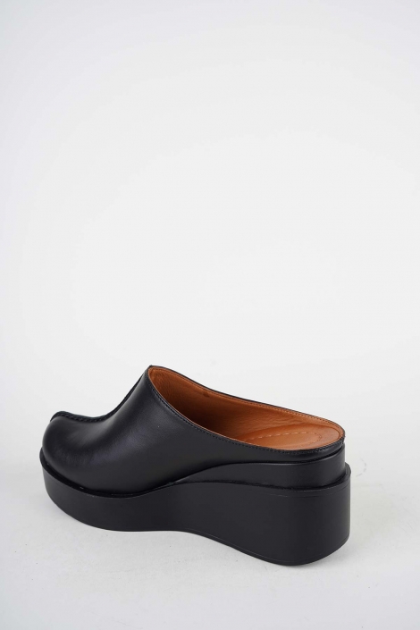 Hakiki Deri Siyah Kadın Dolgu Topuklu Sandalet 261229701