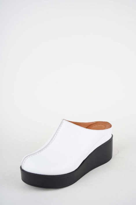 Hakiki Deri Beyaz Kadın Dolgu Topuklu Sandalet 261229701