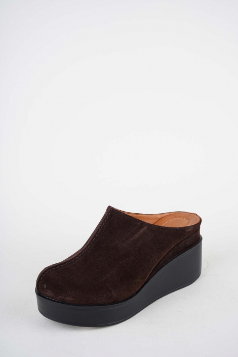 Hakiki Deri Kahve Süet Kadın Dolgu Topuklu Sandalet 261229701