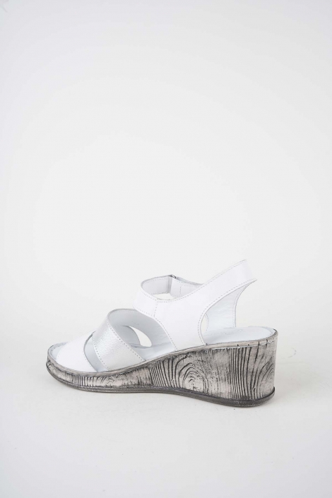 Hakiki Deri Beyaz Kadın Dolgu Topuklu Sandalet 261245501