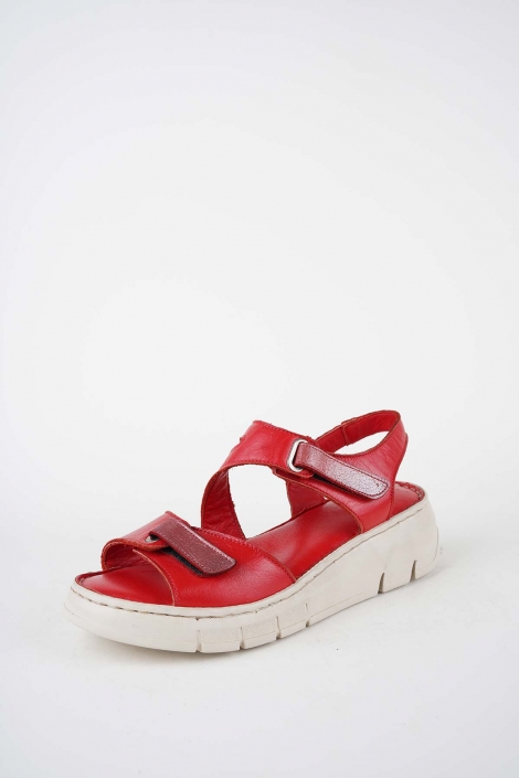 Hakiki Deri Kırmızı Kadın Dolgu Topuklu Sandalet 261245502