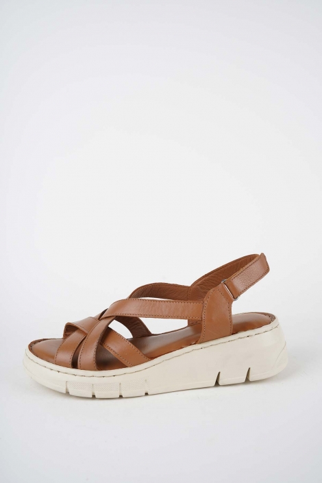 Hakiki Deri Taba Kadın Dolgu Topuklu Sandalet 261245503