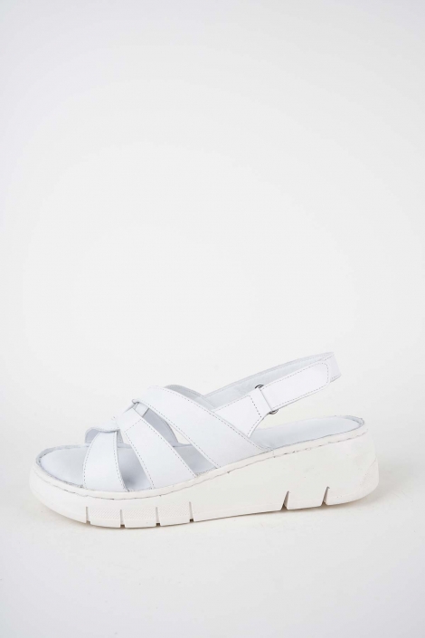 Hakiki Deri Beyaz Kadın Dolgu Topuklu Sandalet 261245504