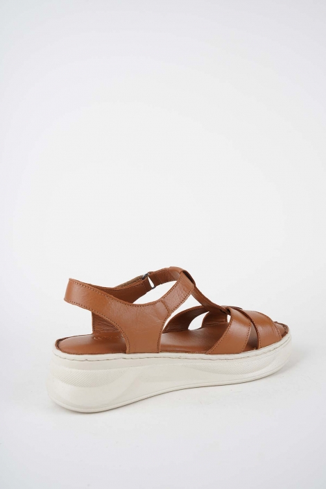 Hakiki Deri Taba Kadın Dolgu Topuklu Sandalet 261245506