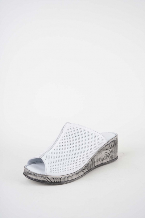 Hakiki Deri Beyaz Kadın Dolgu Topuklu Terlik 261245601