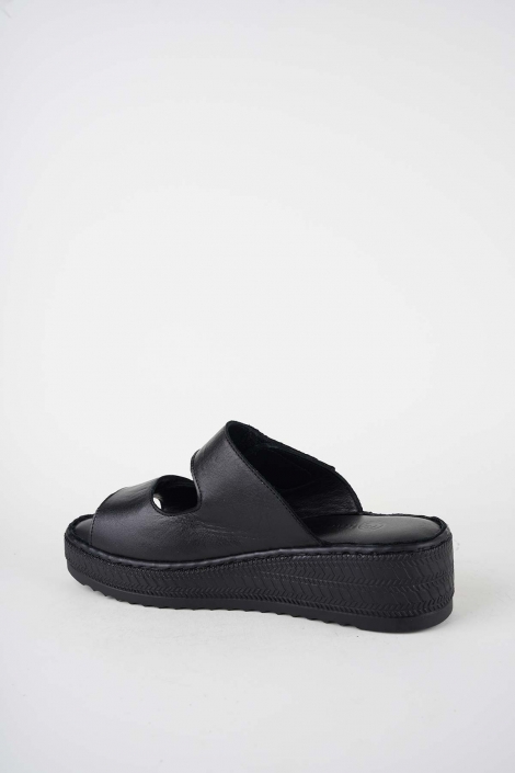 Hakiki Deri Siyah Kadın Dolgu Topuklu Terlik 261245607