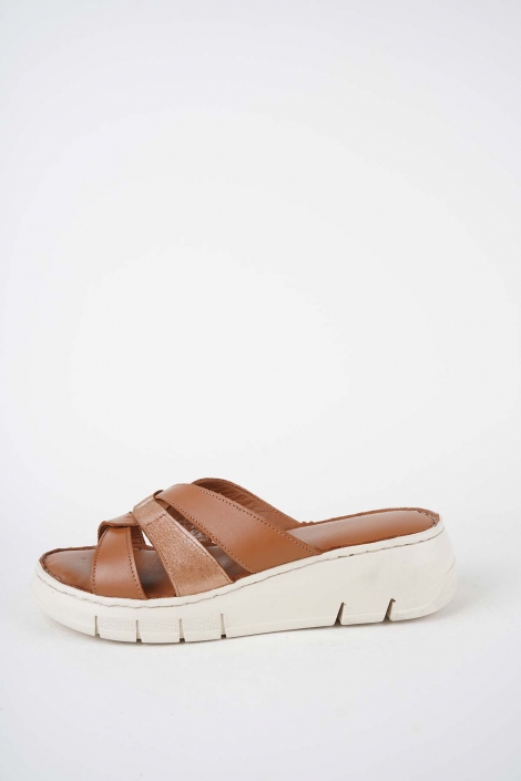 Hakiki Deri Taba Kadın Dolgu Topuklu Terlik 261245608