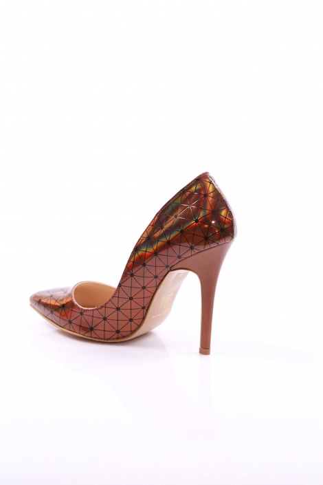 Bronz Hologram Kadın Stiletto Ayakkabı 251-32-100