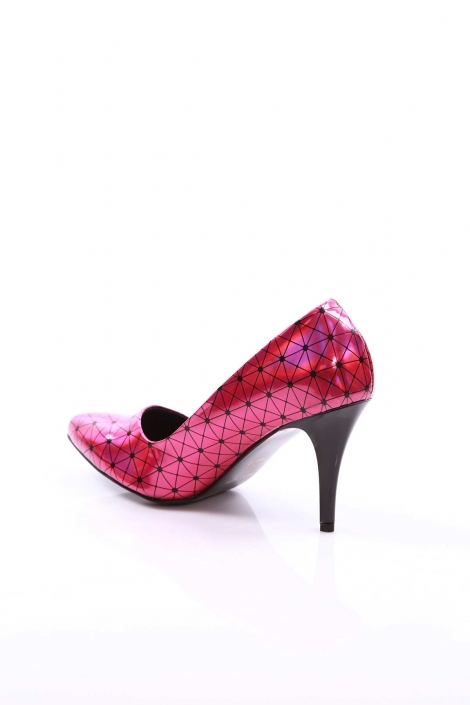 Fuşya Hologram Kadın Stiletto Ayakkabı 251-3211