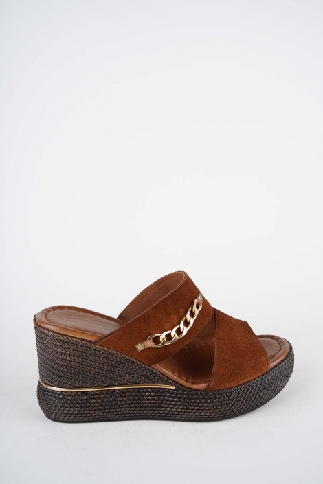 Hakiki Deri Yok Kadın Dolgu Topuklu Terlik 261504Z606