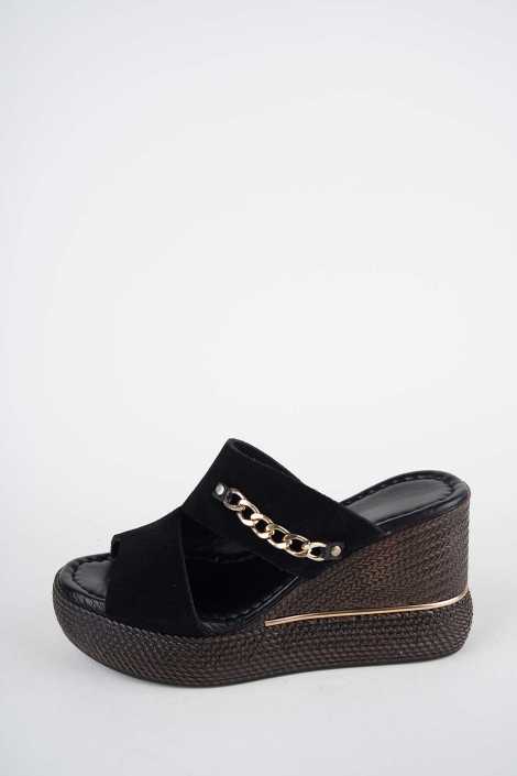 Hakiki Deri Yok Kadın Dolgu Topuklu Terlik 261504Z606