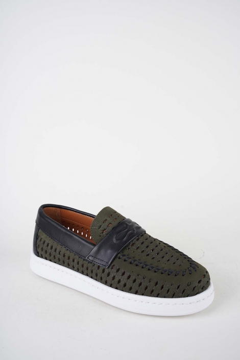 Hakiki Deri Haki Nubuk-Siyah Kadın Makosen Ayakkabı 261507Z103